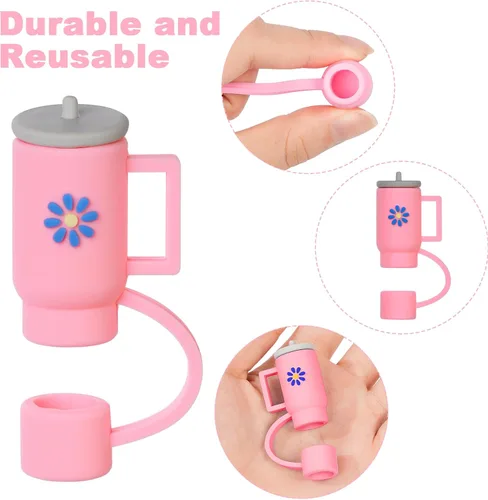 Miniatura 7 de AUAUY 4 fundas de popote para taza Stanley de 40 onzas y 30 onzas, puntas de popote reutilizables de 0.4 pulgadas/0.394 in, accesorios lindos