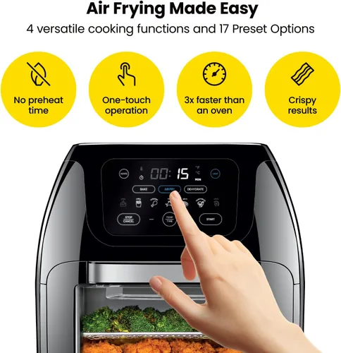 Miniatura 3 de CHEFMAN Freidora de aire digital multifuncional+ asador, deshidratador, horno de convección y cazador rápido de huevos, vaporizador de alimentos