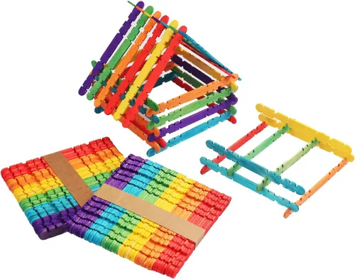 Miniatura 5 de 1200 palitos de madera de diente de sierra coloridos, palos de madera de diente de sierra de arco iris de 4.5 pulgadas, palitos de paletas