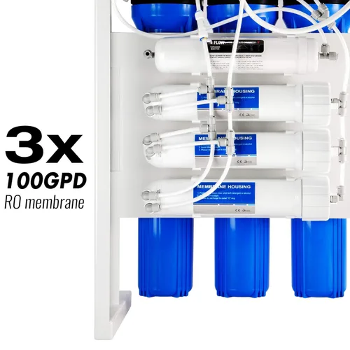 Miniatura 3 de iSpring RCB3P Sistema de filtración de ósmosis inversa sin tanque, sistema de RO de 300 GPD bajo fregadero, reduce TDS, relación 1.5:1 de agua pura