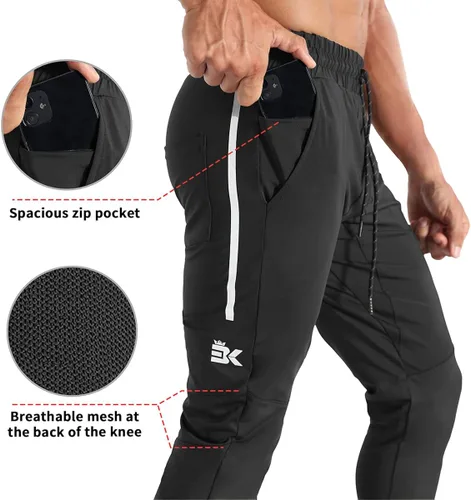 Miniatura 2 de BROKIG Pantalones deportivos ligeros para hombre pantalones deportivos de entrenamiento con bolsillo con cremallera pantalones elásticos para correr