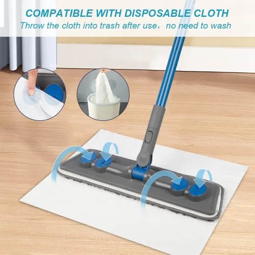 Miniatura 6 de Trapeador de microfibra para limpiar suelos, mopa plana para azulejos de vinilo de madera laminada, uso húmedo y seco para limpieza de paredes