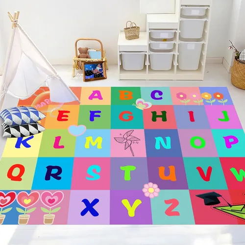 Miniatura 5 de ABC - Tapete de aprendizaje infantil de 2 x 3 pies, rectangular, antideslizante, lavable a máquina, para sala de estar, dormitorio, aula, cuarto