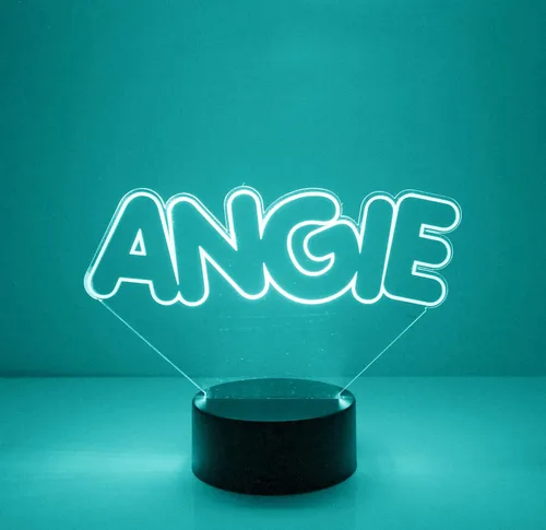 Lámpara de luz nocturna LED con nombre personalizado con control remoto, texto personalizado, pantalla acrílica con 16 colores y 4 modos, batería o
