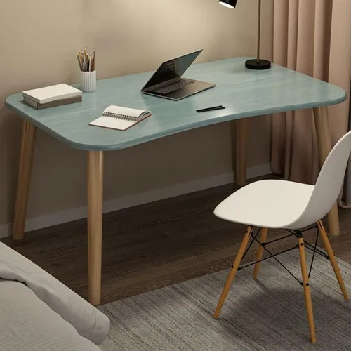 Miniatura 11 de Escritorio de estudio de oficina contemporáneo, escritorio contemporáneo para computadora, escritorio de trabajo con patas de madera, blanco, sin
