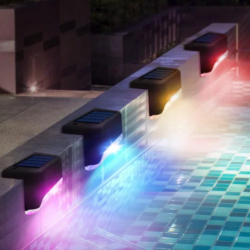 Miniatura 7 de Little Joke Paquete de 4 luces solares laterales para piscina, que cambian de color, impermeables, accesorios de piscina, luces nocturnas, luces LED