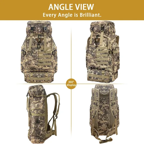 Miniatura 7 de Mochila de senderismo, 80 L/100 L, mochila grande para acampada, mochila impermeable expandible Molle, mochila para deportes al aire libre, viajes