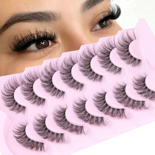 Miniatura 9 de Geeneiya - Pestañas postizas de visón, pestañas naturales, finas, de ojo de gato, paquete de pestañas postizas de visón sintético, 3D, tira corta
