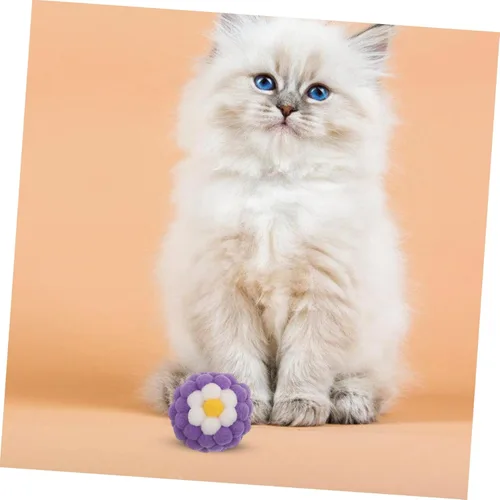 Miniatura 9 de Happyyami 10pcs Cat Balls with Built-in Bells Soft Colorful Fuzzy for Indoor Cats and Small Dogs Sturdy Interactive Chewing to Stimulate Hunting