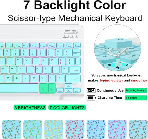 Miniatura 3 de Funda de teclado para iPad Air de 11 pulgadas (M3 2025 / M2 2024) y iPad Pro de 11 pulgadas (1ª/2ª/3ª/4ª generación), retroiluminación magnética