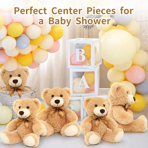 Miniatura 5 de Tezituor Oso de peluche a granel, 5 paquetes, 14 pulgadas, pequeño oso de peluche a granel, centro de mesa de osos de peluche para baby shower, osos