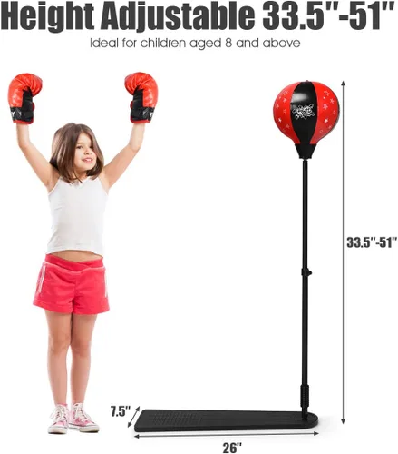 Miniatura 3 de Costzon Punching Bag for Kids, Boxing Bag Set Toy with Height Adjustable Stand, Kids Boxing Gloves and Hand Pump, Freestanding Boxing Equipment Gift