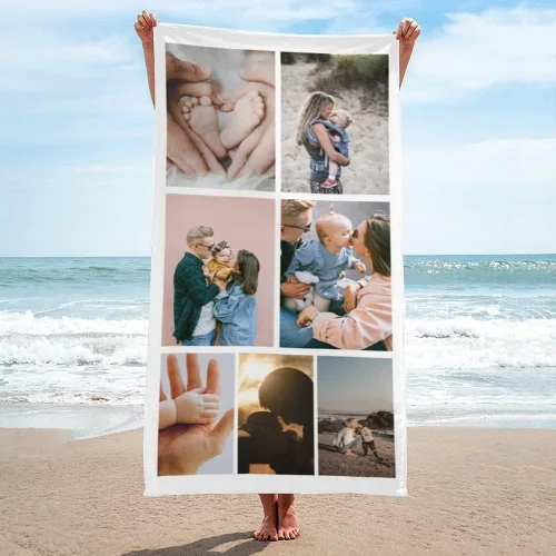 Miniatura 28 de Shapoo Toalla de playa con foto personalizada, foto personalizada/fondo/texto, divertida toalla de baño de microfibra personalizada para Una foto