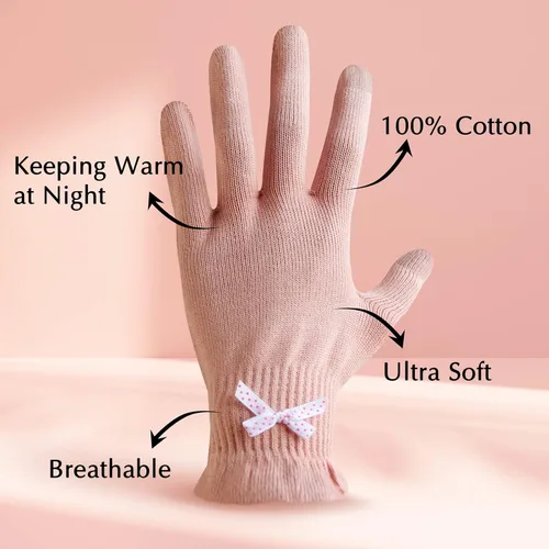 Miniatura 3 de Evridwear Guantes de algodón para belleza con dedos táctiles para SPA, eczema, manos secas, cuidado de manos, hidratación día y noche, 3 tallas