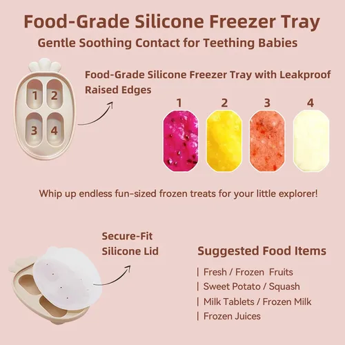 Miniatura 5 de Paquete de 4 Alimentadores de Chupete de Fruta Elegantes Anti-Caída, Moldes de Paletas de Leche Materna para Dentición con Tapas, Chupete Mordedor