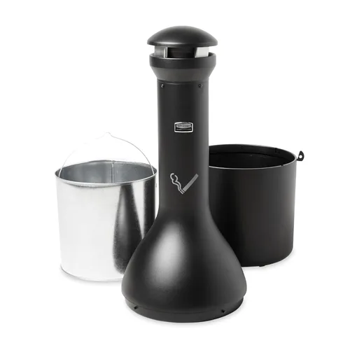 Miniatura 2 de Rubbermaid 9W33BLA Infinity receptáculo tradicional comercial para fumar, 4.1 galones, 39 pulgadas de alto, negro