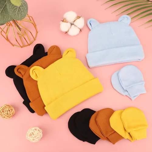 Miniatura 6 de BQUBO - Juego de guantes para bebés recién nacidos, para niños y niñas, gorro de hospital, gorros, guantes para bebés de 0 a 6 meses
