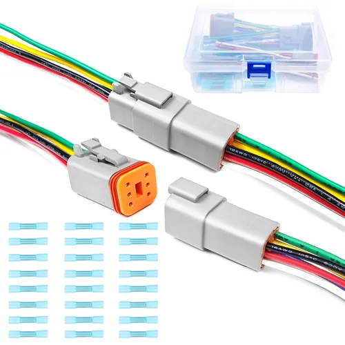 Miniatura 9 de Kit de 6 conectores Deutsch DT de 2 pines negro macho hembra arnés de cableado Deutsch Pigtail de 2 vías impermeable conector eléctrico automotriz