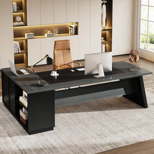 Miniatura 9 de Tribesigns Escritorio ejecutivo en forma de L de 78 pulgadas, escritorio de oficina grande y moderno con cajones y archivador lateral, muebles
