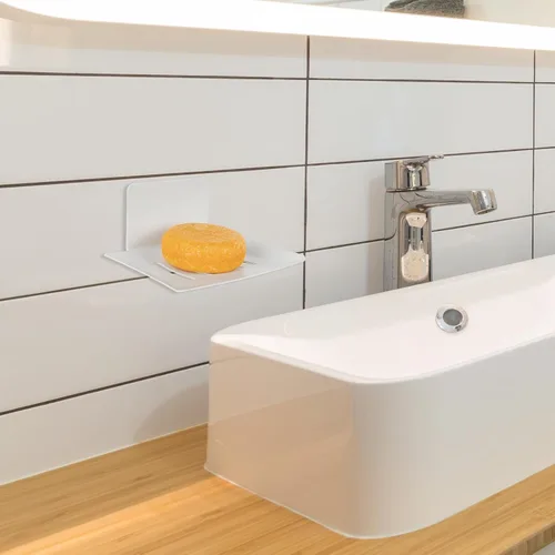 Miniatura 6 de Jaboneras para baño, soporte para jabón de barra con bandeja autodrenante, bandeja de jabón para pared de ducha, recipiente de jabón autoadhesivo