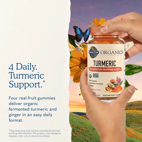 Miniatura 7 de Garden of Life Organics - Gomitas de respuesta antiinflamatoria de cúrcuma, 120 gomitas de frutas reales para niños y adultos, 50 mg de curcumina