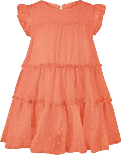 AGQT Vestido de fiesta plisado con volantes de manga corta para niñas pequeñas, diseño de lunares suizos, con vuelo, talla 1-6T