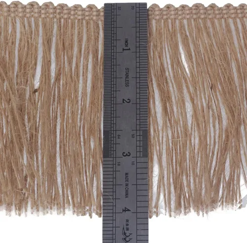 Miniatura 3 de Borde de arpillera con flecos de yute y borlas, 4 pulgadas de ancho, 5 yardas de largo para accesorios de ropa, vestidos de novia latinos