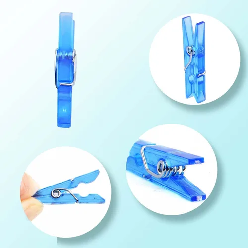 Miniatura 4 de Aylifu 200 pinzas de plástico transparente para la ropa, mini clips multifuncionales, pasadores de clavija, clips decorativos para manualidades