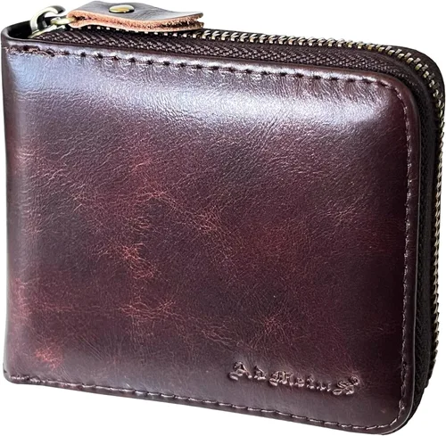 Miniatura 49 de Admetus - Cartera de piel auténtica para hombre con cremallera, plegable