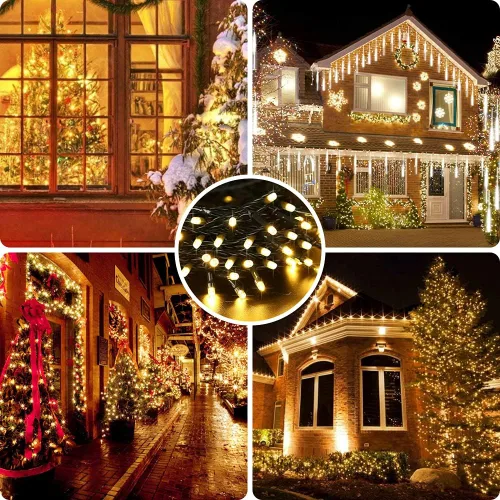Miniatura 3 de AmyHomie - Luces de Navidad de blanco cálido, 32.9 m, 300 LED, enchufables, 8 modos, luces de hadas impermeables para guirnaldas, para árbol