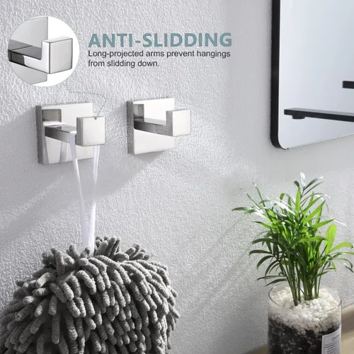 Miniatura 7 de KOKOSIRI Gancho para toallas de baño, gancho cuadrado para bata, gancho para abrigos, anillo para toalla de mano, soporte para toallas de 9