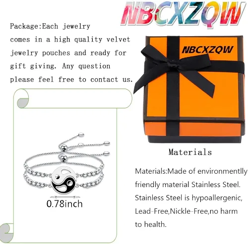 Miniatura 2 de Yin Yang - Pulseras a juego para mejores amigos, parejas, mejores amigas, mejores amigas, amigas, amigas, parejas, Yin Yang