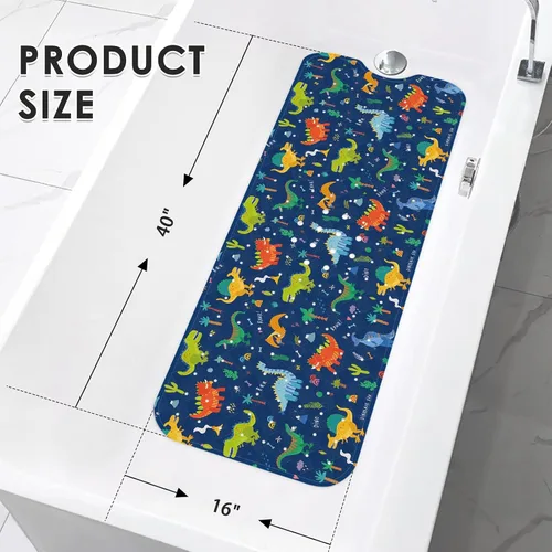 Miniatura 2 de Alfombra de baño para bebé para niños, lindo dinosaurio animal de 40 x 16 pulgadas, extra larga, antideslizante, con dibujos animados