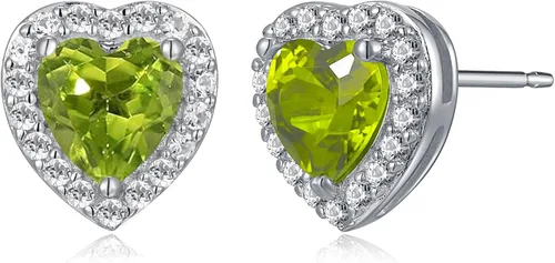 Miniatura 15 de Amazon Essentials Aretes de plata de ley con halo de corazón de zafiro blanco, (anteriormente colección Amazon)