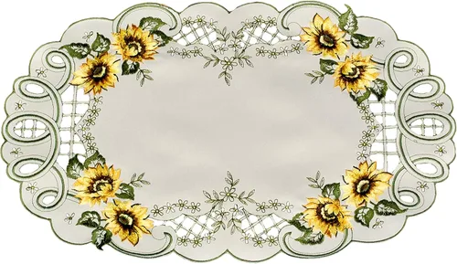Mantel individual bordado de girasoles de granja, tapete de mesa auxiliar, tapete para mesas, decoración de habitación solar y cocina (11 pulgadas