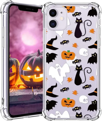 Miniatura 18 de Funda transparente de Halloween para Google 6a, con patrón de fantasma, funda protectora de TPU suave, delgada, a prueba de golpes, para niños