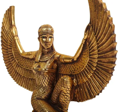 Miniatura 4 de Estatua de la diosa egipcia Isis alas abiertas de polystone con hoja de oro pintura a mano