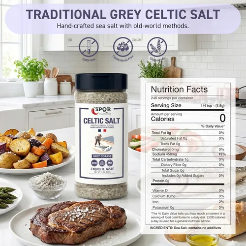 Miniatura 2 de Sal marina mineral sin refinar de grano grueso gris celta cosechada a mano en Francia XL 13oz. Botella por SPQR Seasonings