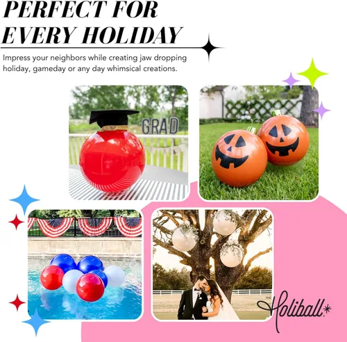 Miniatura 8 de Ornamento Navideño Inflable Holiball – Decoración Definitiva para Interior/Exterior – Reutilizable y Fácil de Almacenar – para Bodas, Fiestas, Plata