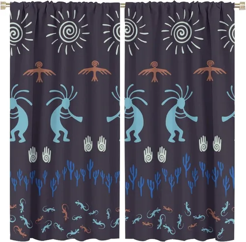 Miniatura 15 de Kokopelli - Cortinas opacas para cocina, decoración de sala de estar, dormitorio, 21 x 45 pulgadas, 2 paneles