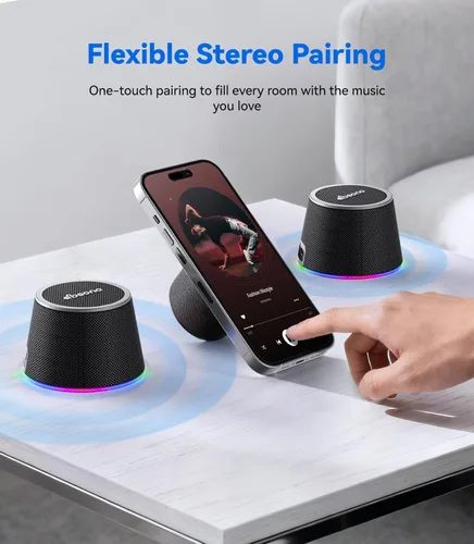 Miniatura 5 de dbsono Pequeño altavoz Bluetooth portátil – Regalos de agradecimiento para profesores y graduación, altavoz magnético 3 en 1 con luces que cambian