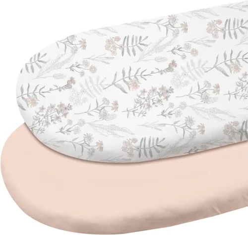 Miniatura 12 de Gllquen Baby Sábanas para Moisés Paquete de 2, Sábanas Ajustables para Moisés de Algodón 100% Orgánico para Niñas y Niños, Sábana de Colchón