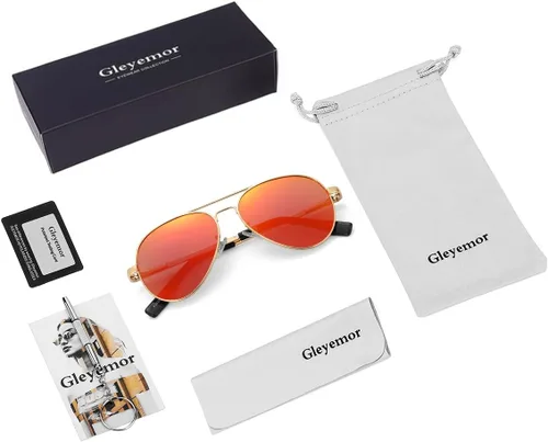 Miniatura 41 de Gleyemor Lentes de sol polarizados estilo aviador para niños y niñas, jóvenes, adolescentes, dos tamaños de 1.969 in y 2.047 in