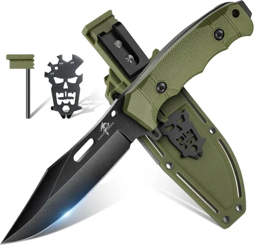 Miniatura 10 de Purple Dragon Cuchillo de hoja fija con funda Kydex Cuchillos caqui para acampar, regalos para hombres