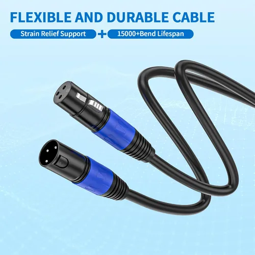 Miniatura 3 de Paquete de 2 cables XLR de 3.3 pies, cable de micrófono equilibrado de alta calidad con cable XLR de 3 pines macho a hembra, negro, cobre puro