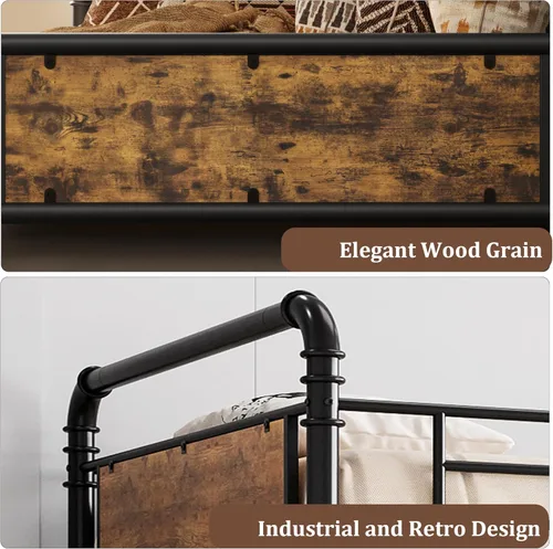 Miniatura 6 de Garvee - Litera industrial de camas individuales con escalera, convertible a 2 camas individuales separadas, litera de metal resistente, escalera