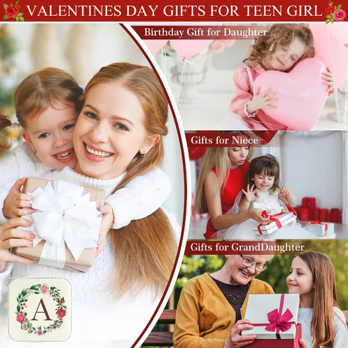 Miniatura 5 de Parima Joyero de viaje Joyero de viaje con inicial blanca Joyero pequeño para mujeres y niñas Caja organizadora de joyas esencial de viaje