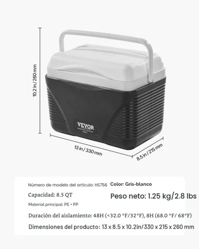 Miniatura 7 de VEVOR Enfriador portátil, ligero, material rígido, aislado, portátil, adecuado para pícnics familiares y viajes largos
