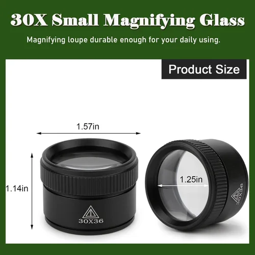 Miniatura 2 de Lupa portátil de mano de 30 aumentos con lente óptica de Rongon, lupas de cúpula, lupa de aumento para joyería, sellos, lectura de periódicos