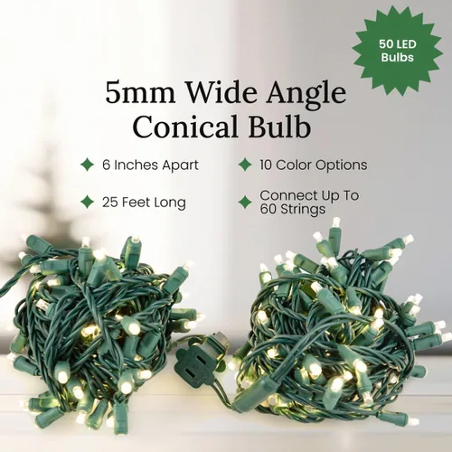 Miniatura 2 de Luces LED de Navidad Pro Christmas – Juego de 50 luces de tira cónicas de ángulo amplio – Juego de luces de fiesta de grado profesional